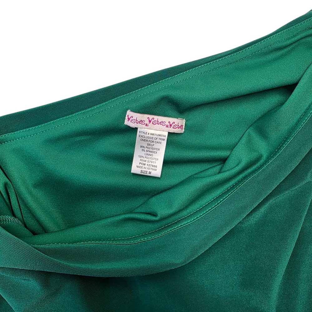Visstes Emerald Green One Shoulder Dress Gold Ring Belt Size M - Picture 3 of 8